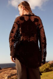 Black Long Sleeve Crochet Cardigan - Image 3 of 6