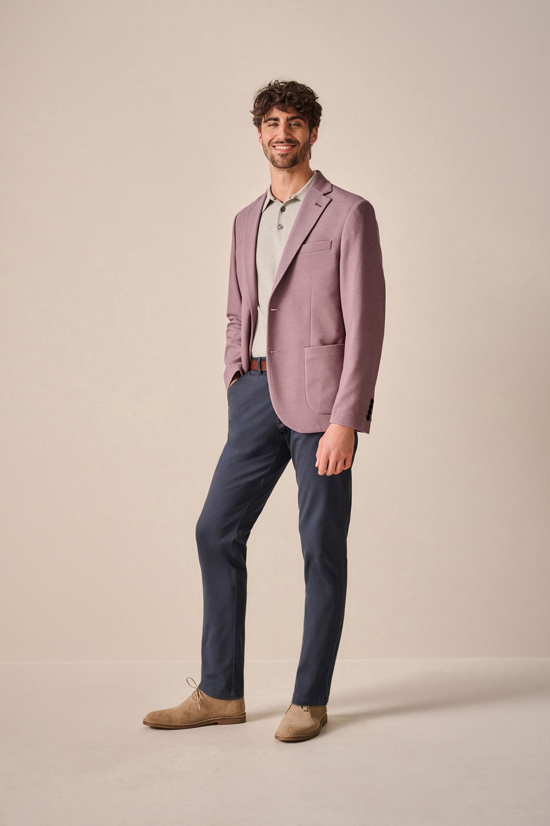 Pink Slim Fit Motionflex Stretch Jersey Blazer