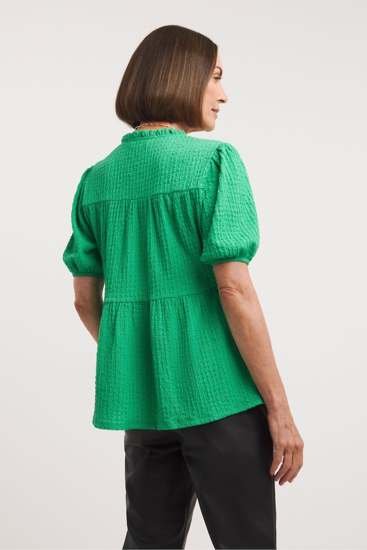 JD Williams Green Crinkle Tiered Top - Image 2 of 4