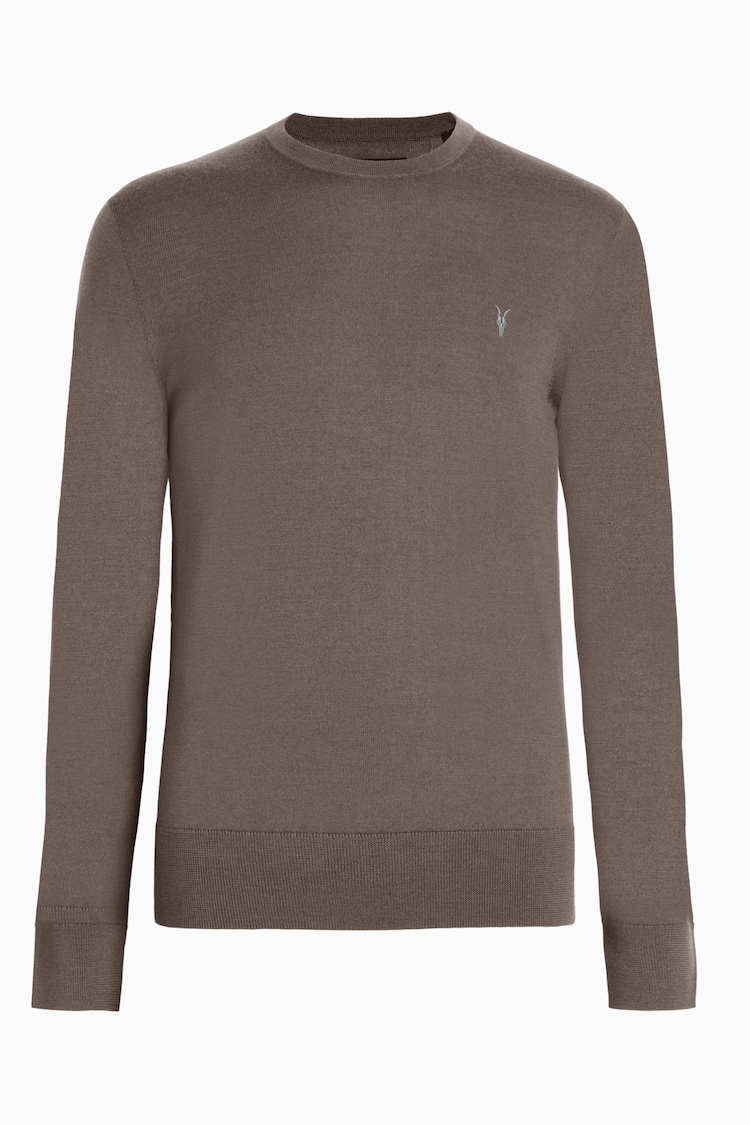 AllSaints Brown Mode Merino Crew Jumper - Image 6 of 6