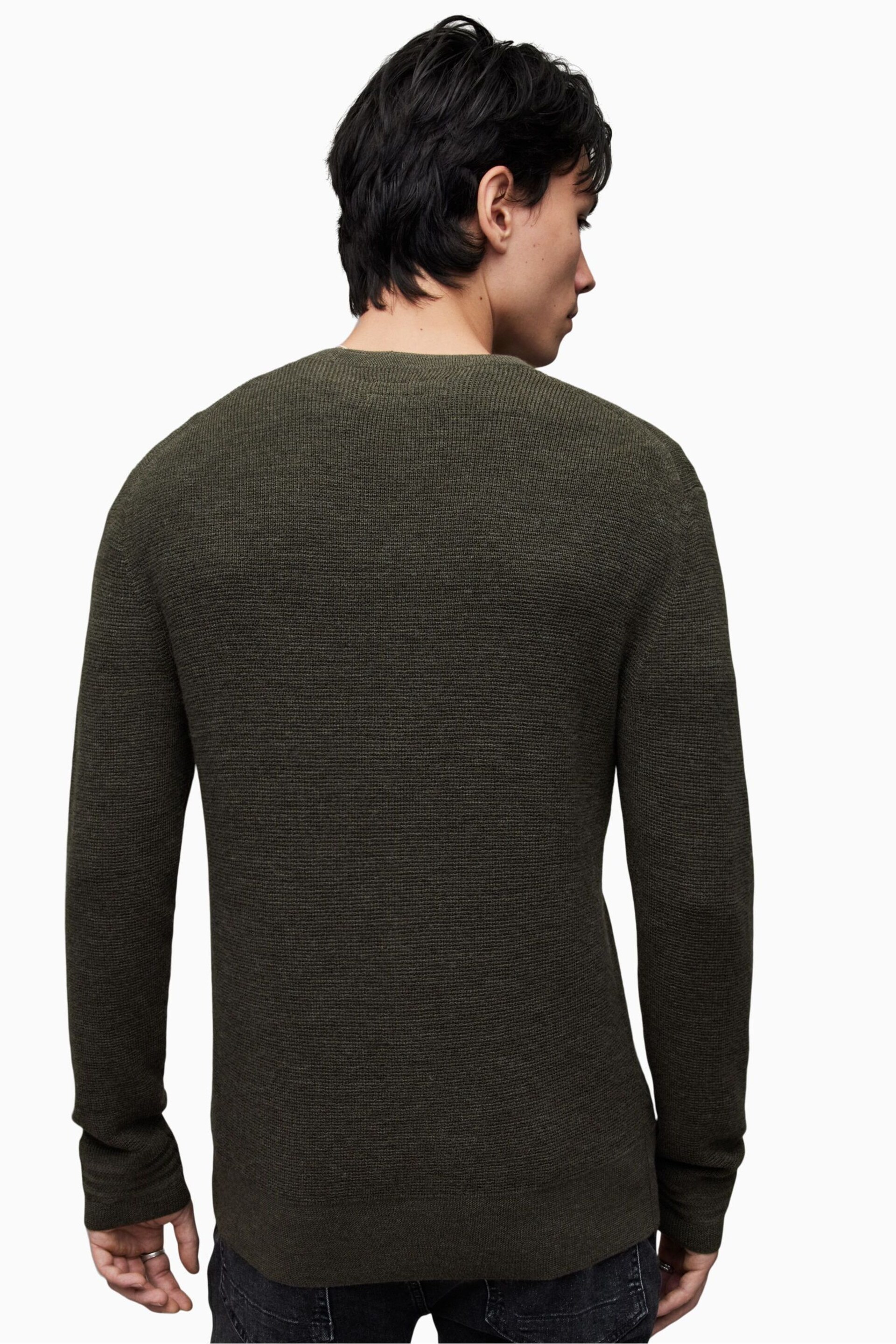 AllSaints Green Ivar Merino Crew Jumper - Image 2 of 5