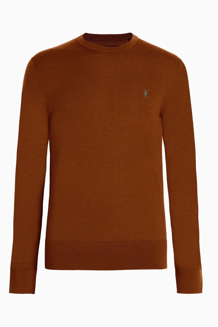 AllSaints Brown Mode Merino Crew Jumper - Image 5 of 5