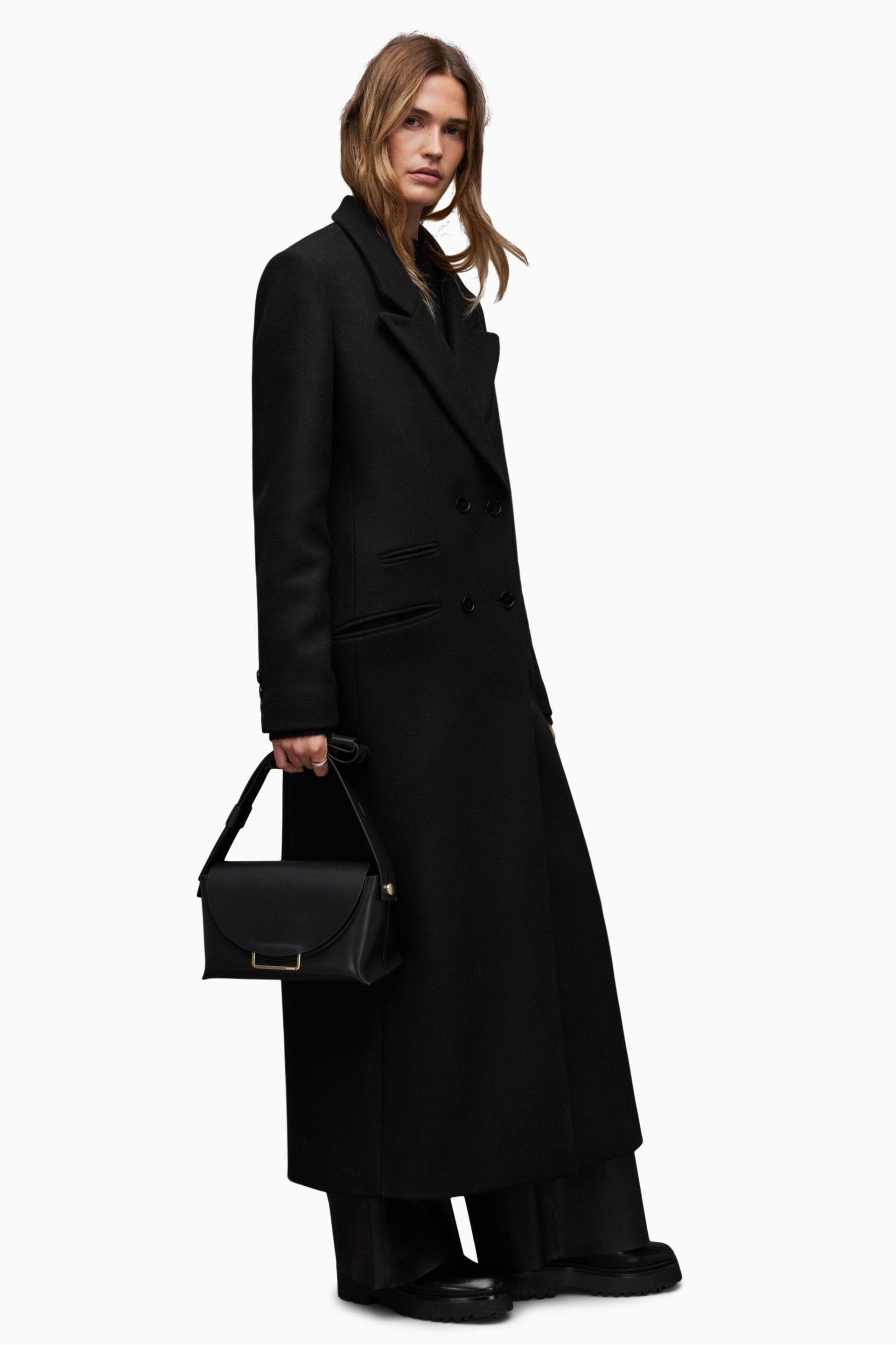 AllSaints Black Ellen Coat - Image 3 of 7