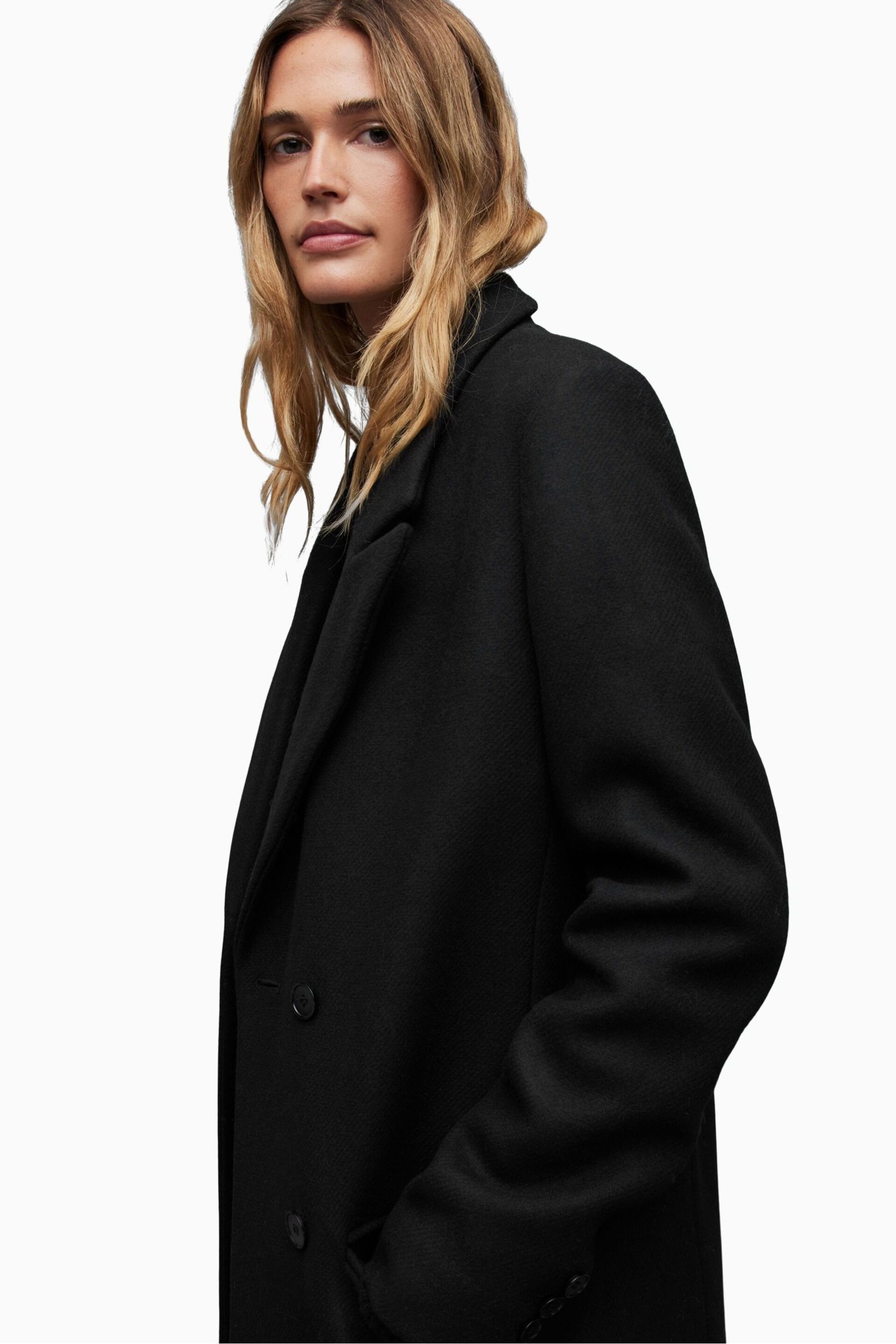 AllSaints Black Ellen Coat - Image 5 of 7