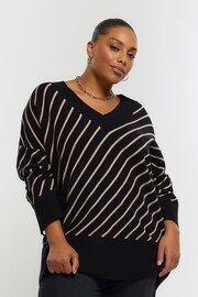 River Island Black Plus V-Neck Visual Button Jumper - Image 1 of 4