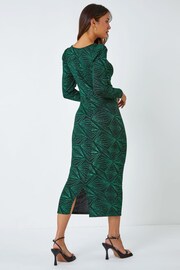 Roman Green Geometric Sparkle Midi Stretch Dress - Image 3 of 5