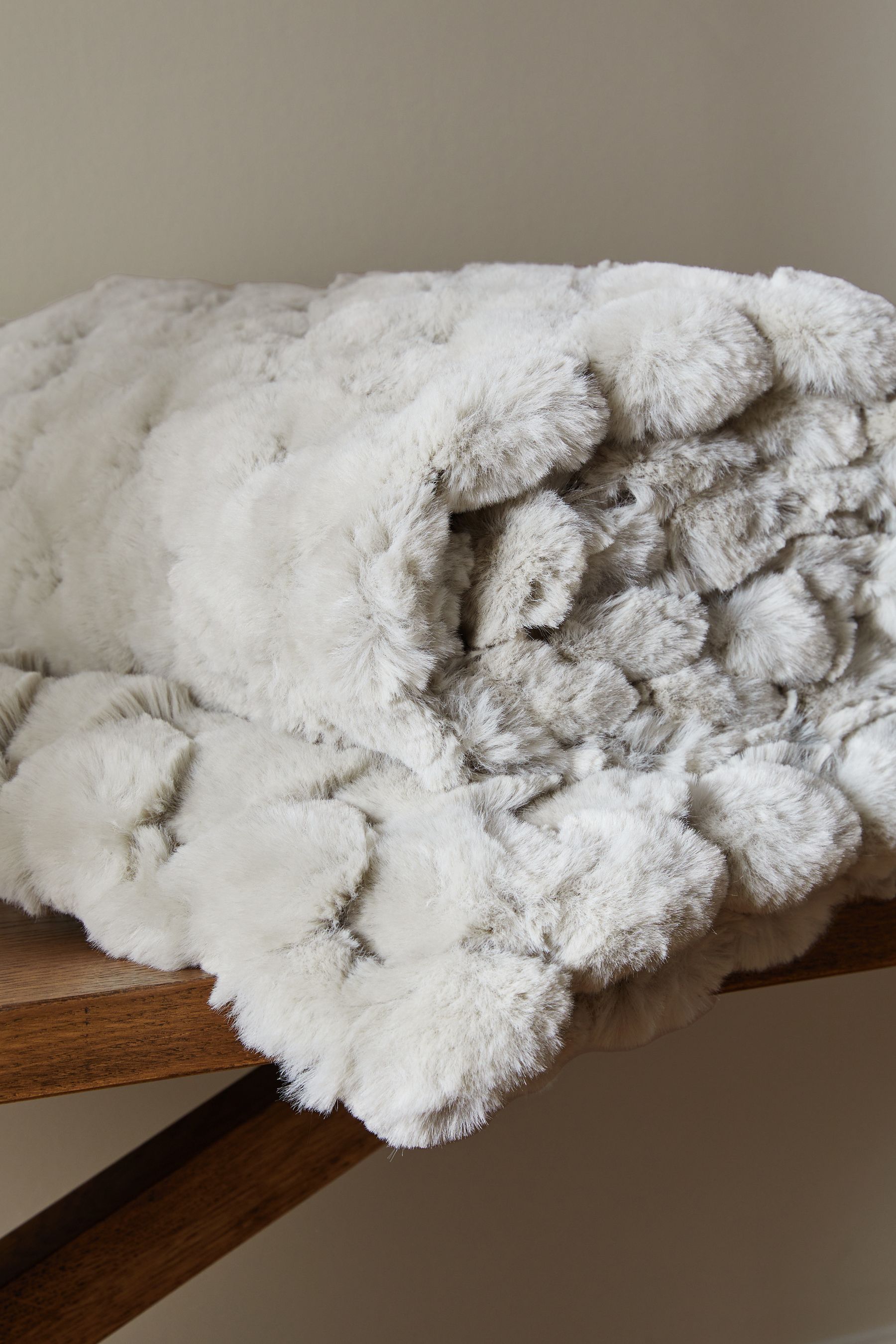 NEXT Grey Luna Scalloped Plush Faux Fur Throw