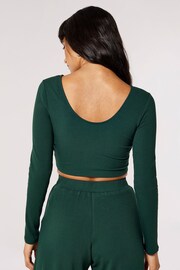 Apricot Green Ribbed Low Back Top - Image 2 of 4