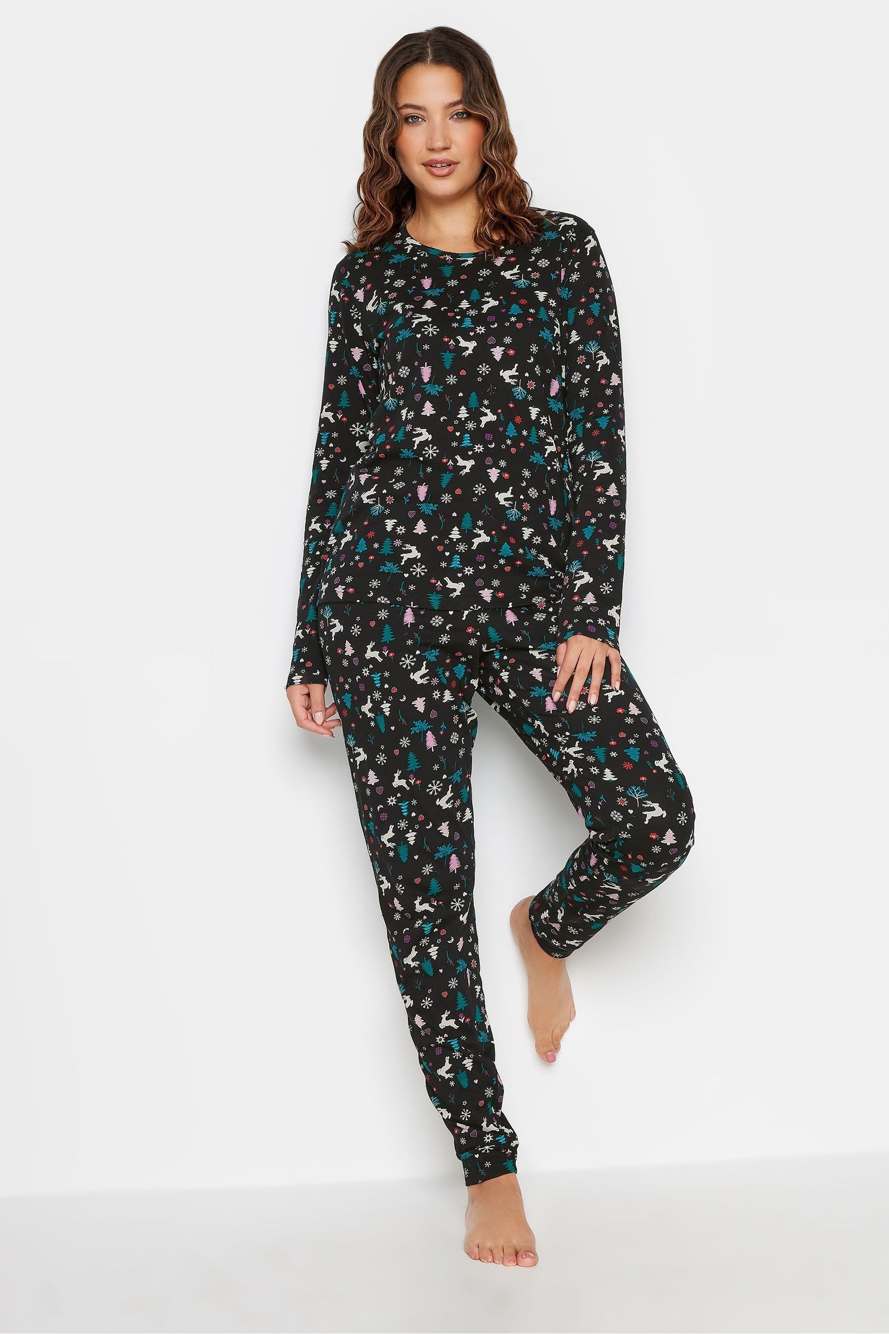 Buy Long Tall Sally Black 100 Cotton Winter Conversational Long Sleeve Cuffed Pyjamas Set from Next Malta