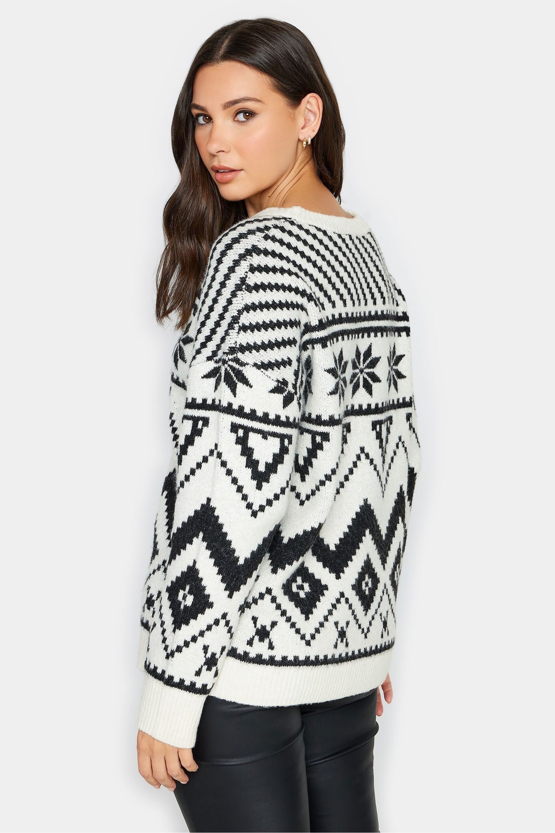 Long Tall Sally Cream Snowflake Fairisle Jumper - Image 3 of 4