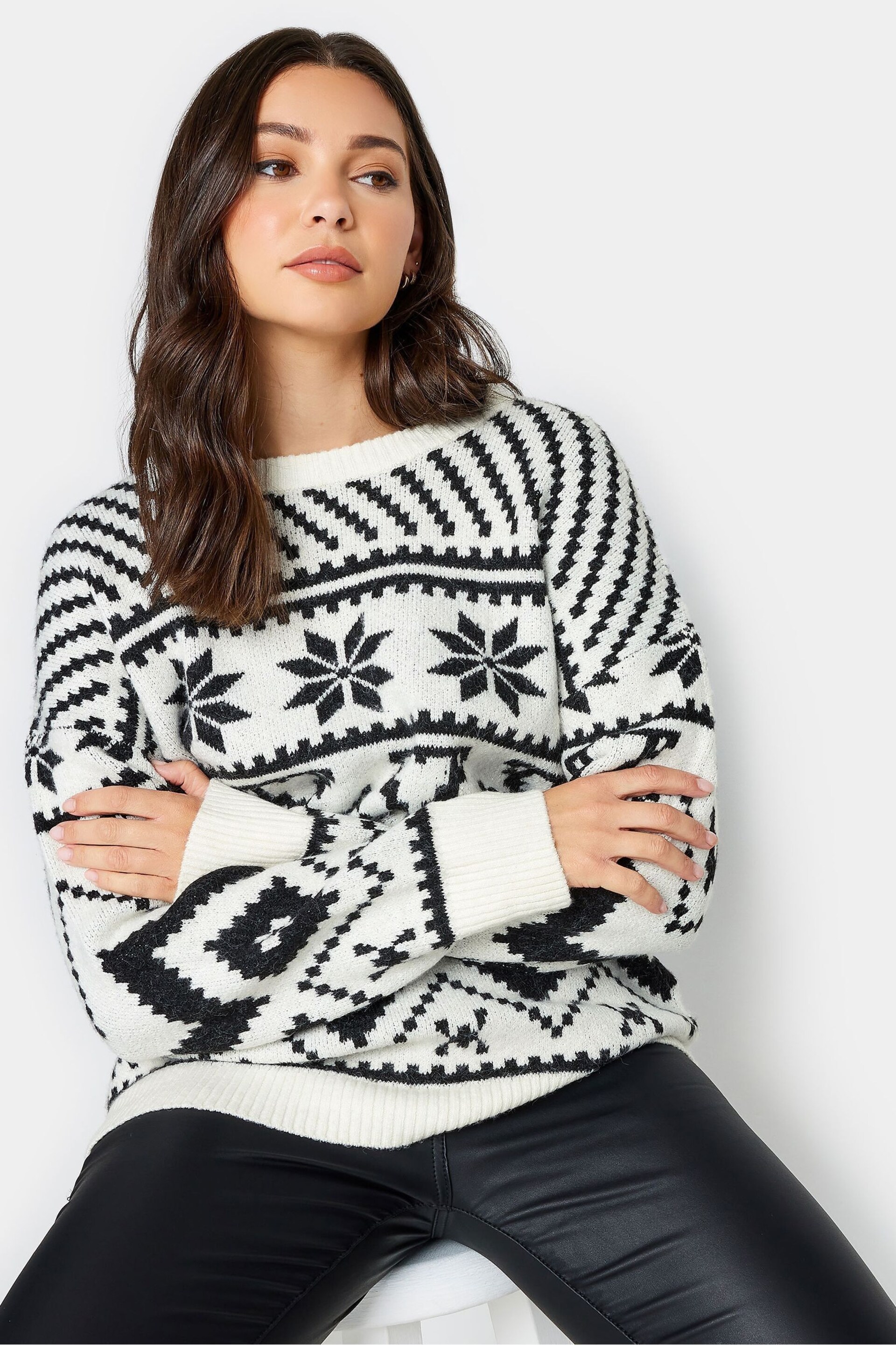 Long Tall Sally Cream Snowflake Fairisle Jumper - Image 4 of 4