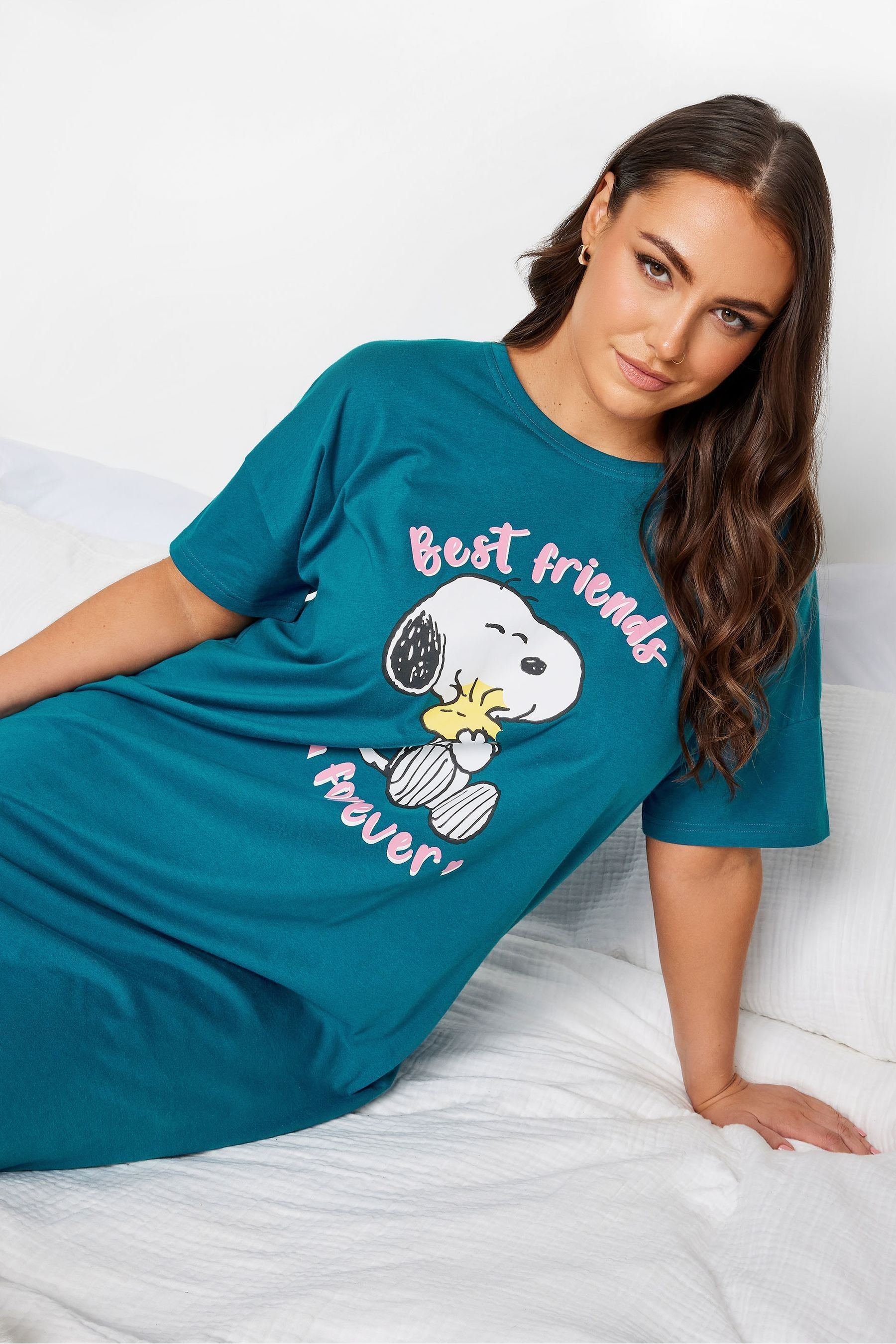 Buy Yours Curve Green Best Friends Snoopy Nightdress from Next Luxembourg