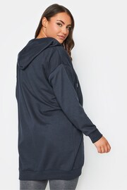 Yours Curve Blue Longline Zip Through Hoodie - Image 2 of 4