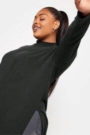 Yours Curve Black Oversized Turtle Neck Ribbed Longsleeve T-Shirt - Image 5 of 5