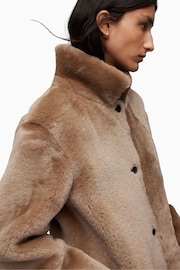 AllSaints Brown Serra Shearling Coat - Image 8 of 11