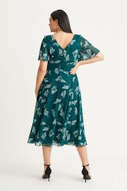 Scarlett & Jo Bottle Green Victoria Angel Sleeve Mesh Midi Dress - Image 2 of 4