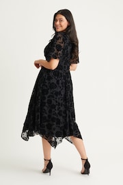 Scarlett & Jo Black Julie Flock Hanky Hem Dress - Image 2 of 5