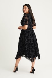 Scarlett & Jo Black Julie Flock Hanky Hem Dress - Image 3 of 5