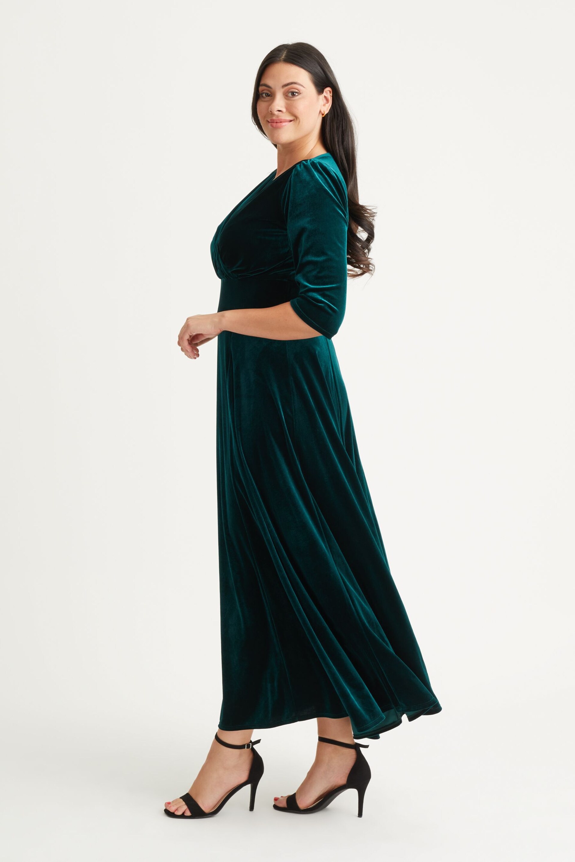 Scarlett & Jo Forest Green Verity Velvet Maxi Gown - Image 3 of 4