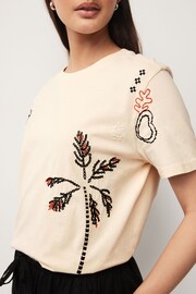 Ecru Embroidered Palm T-Shirt - Image 5 of 7