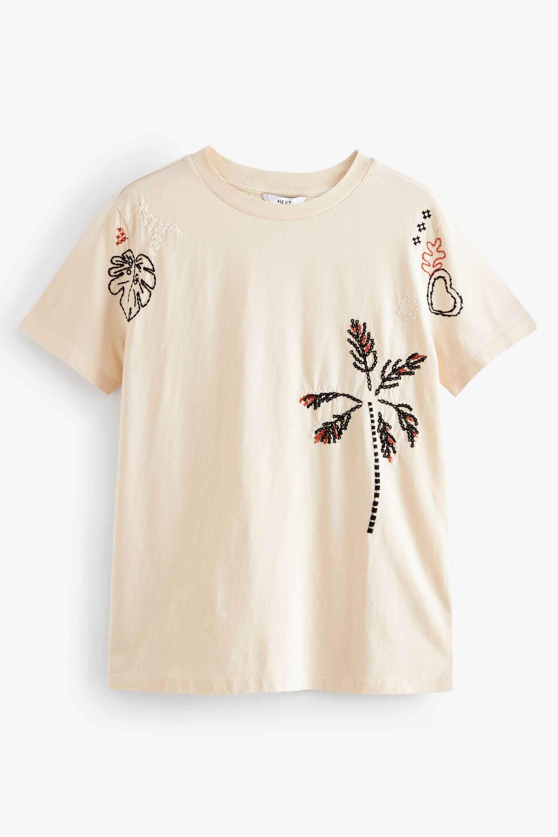 Ecru Embroidered Palm T-Shirt - Image 6 of 7