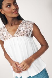 White Crochet Insert Swing Blouse - Image 3 of 5