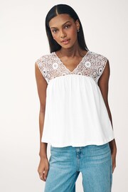 White Crochet Insert Swing Blouse - Image 4 of 5