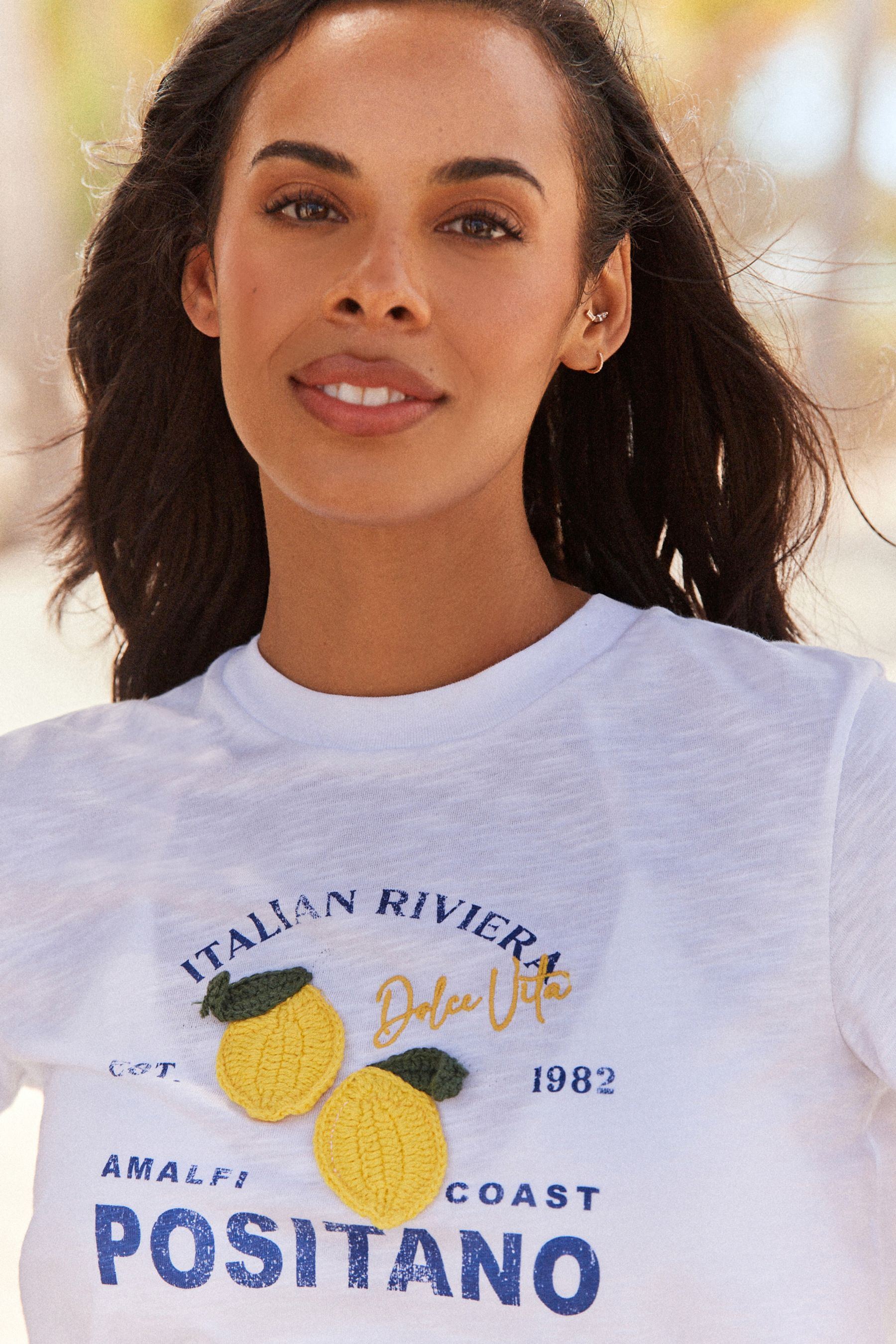 Buy White Lemon Positano City Graphic T Shirt from Next Luxembourg