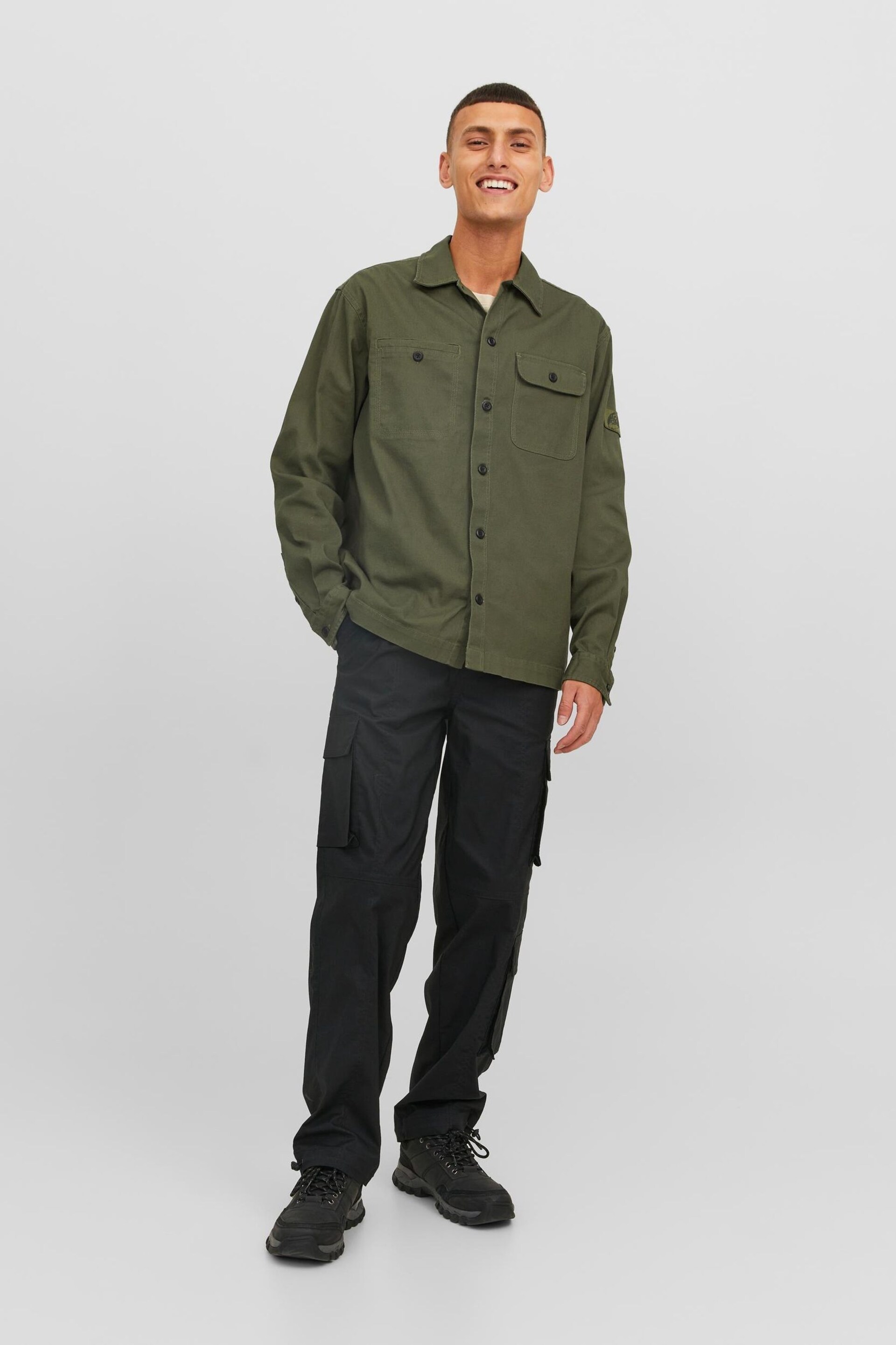 JACK & JONES Green Smart Pocket Detail Overshirt - Image 3 of 7