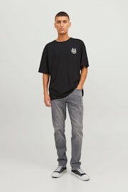 JACK & JONES Grey Wash Glen Slim Jeans - Image 4 of 6