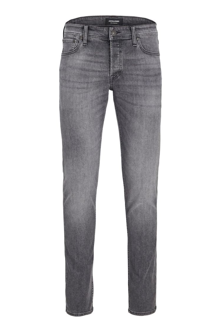 JACK & JONES Grey Wash Glen Slim Jeans - Image 6 of 6