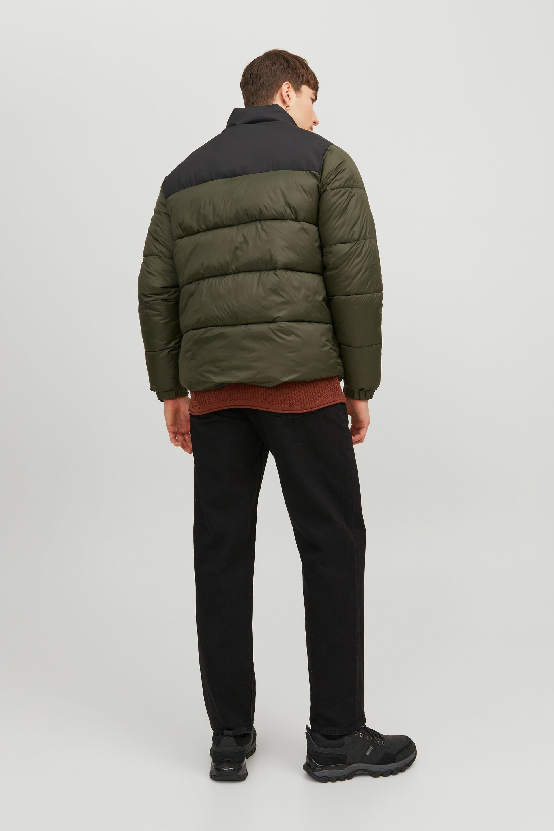JACK & JONES Green Quilted Padded Collarless Jacket - Image 2 of 5