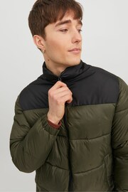 JACK & JONES Green Quilted Padded Collarless Jacket - Image 4 of 5
