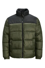 JACK & JONES Green Quilted Padded Collarless Jacket - Image 5 of 5