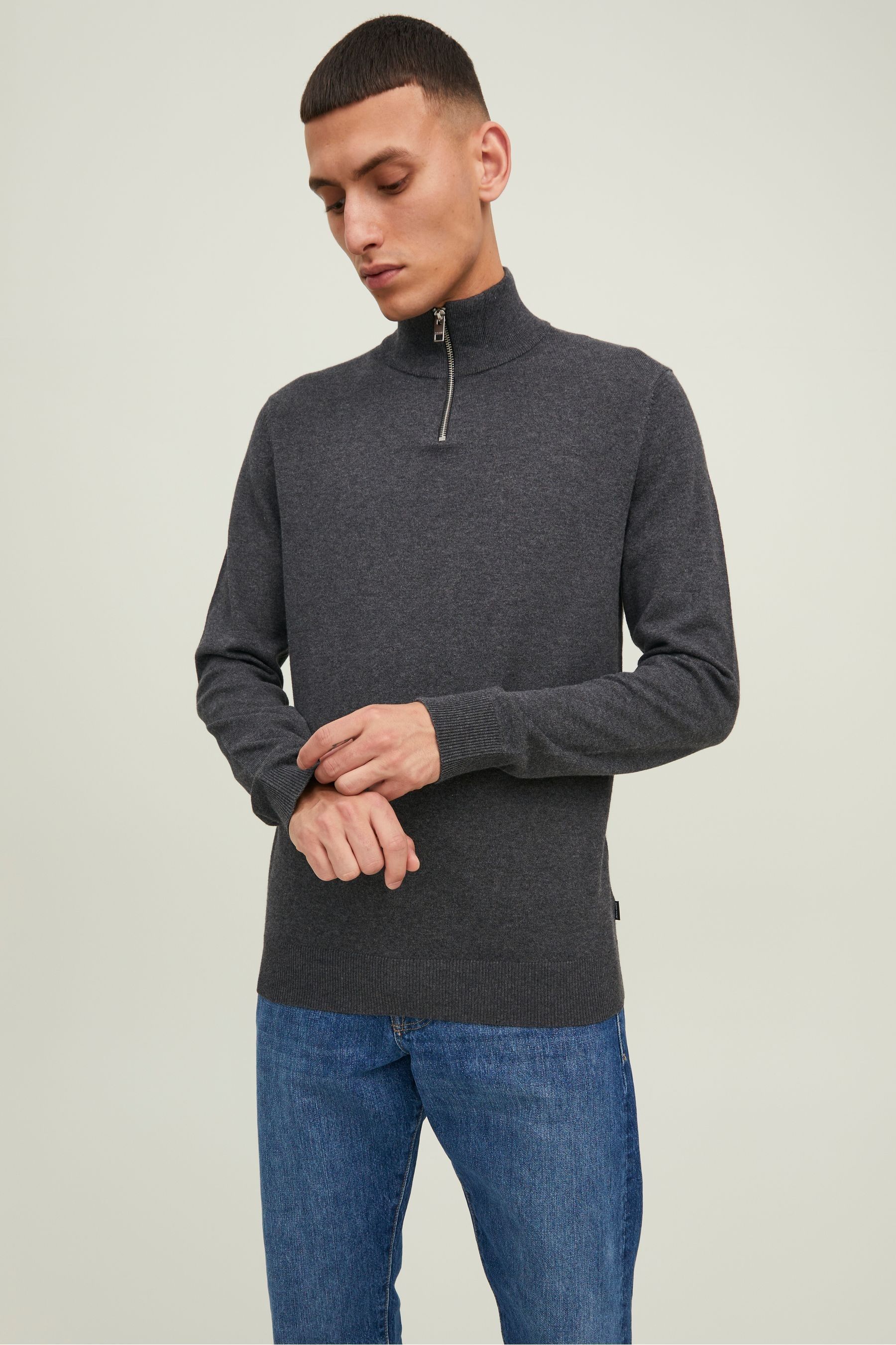 Buy JACK JONES Grey 1 4 Zip Up Knitted Jumper from Next Luxembourg