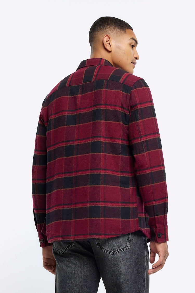 River Island Red 100% Cotton Plaid Check Shirt - Image 2 of 6