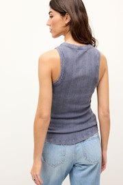 Denim Washed Ribbed Tank - Image 3 of 4