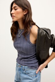 Denim Washed Ribbed Tank - Image 4 of 4