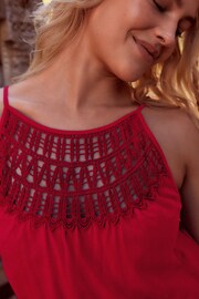 Red Crochet Detail Sleeveless Jumpsuit - Image 4 of 6