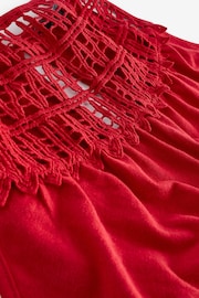 Red Crochet Detail Sleeveless Jumpsuit - Image 6 of 6