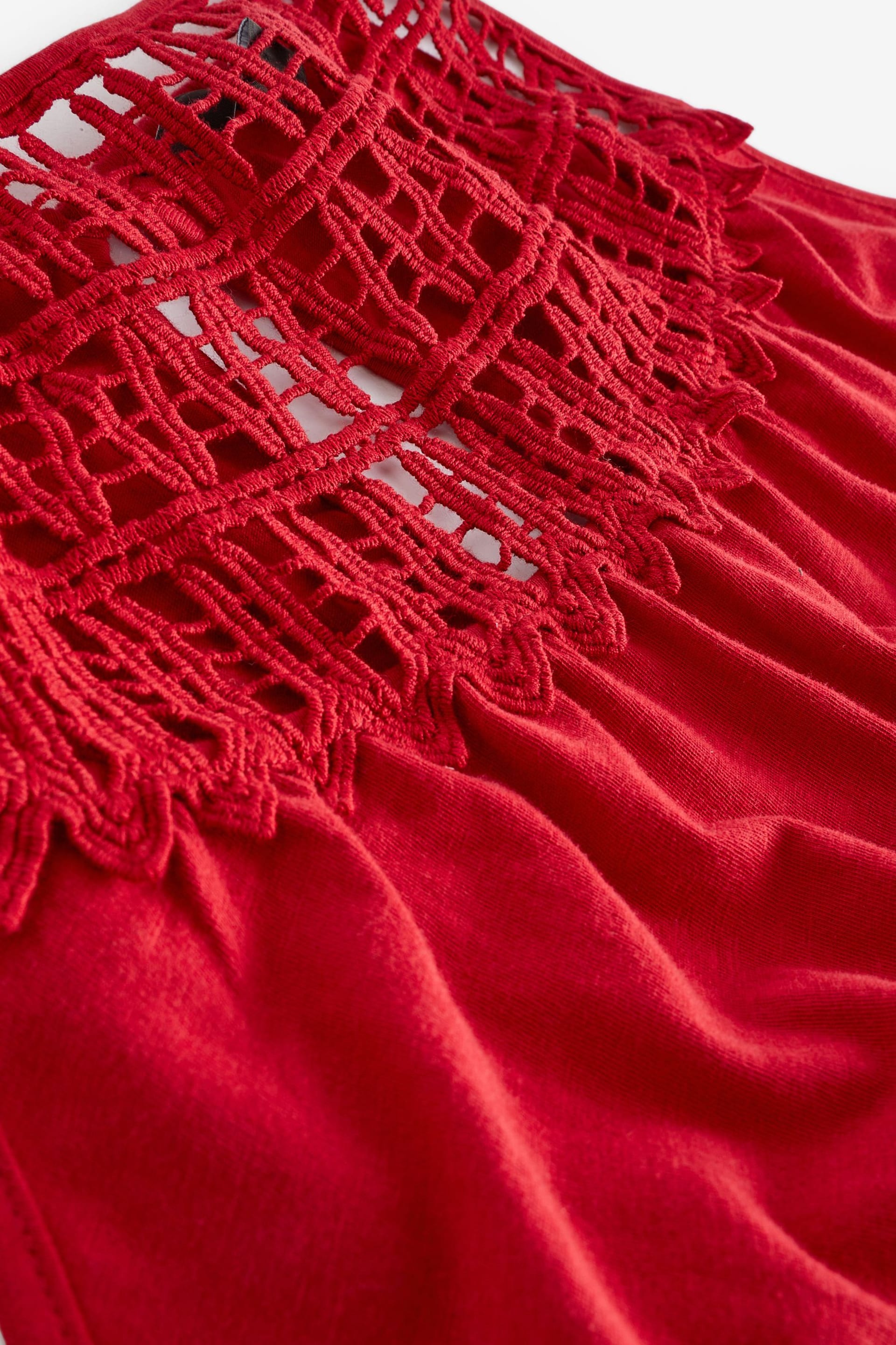 Red Crochet Detail Sleeveless Jumpsuit - Image 6 of 6