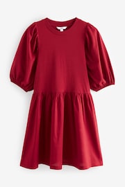 Red Puff Sleeve Mini Jersey Dress - Image 5 of 6