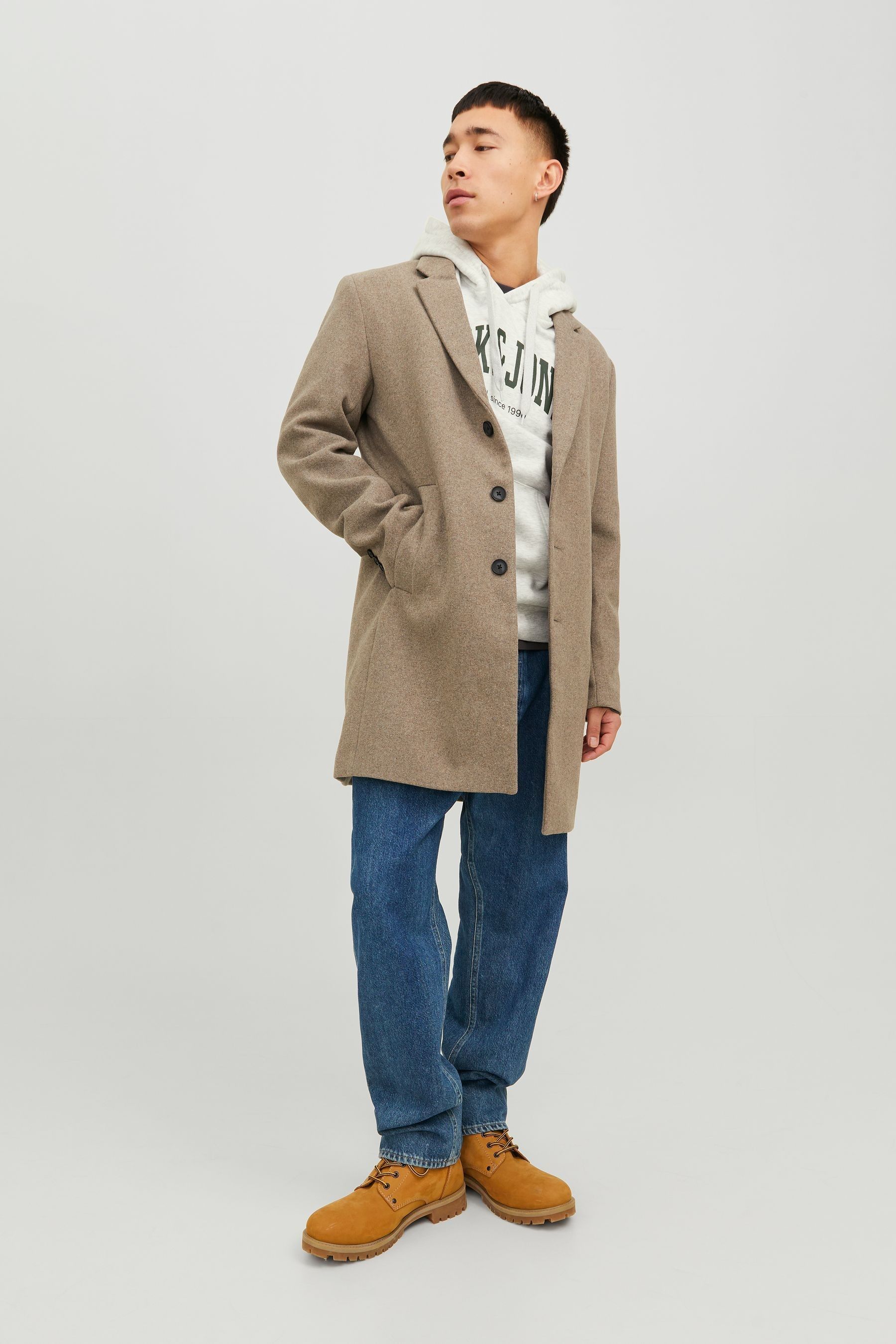 Buy JACK JONES Brown Tailored Smart Wool Coat from Next Luxembourg