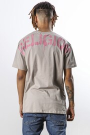 Religion Grey Relaxed Fit Crew Neck T-Shirt With Shoulder Graphic - Image 2 of 5