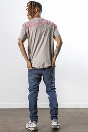 Religion Grey Relaxed Fit Crew Neck T-Shirt With Shoulder Graphic - Image 4 of 5