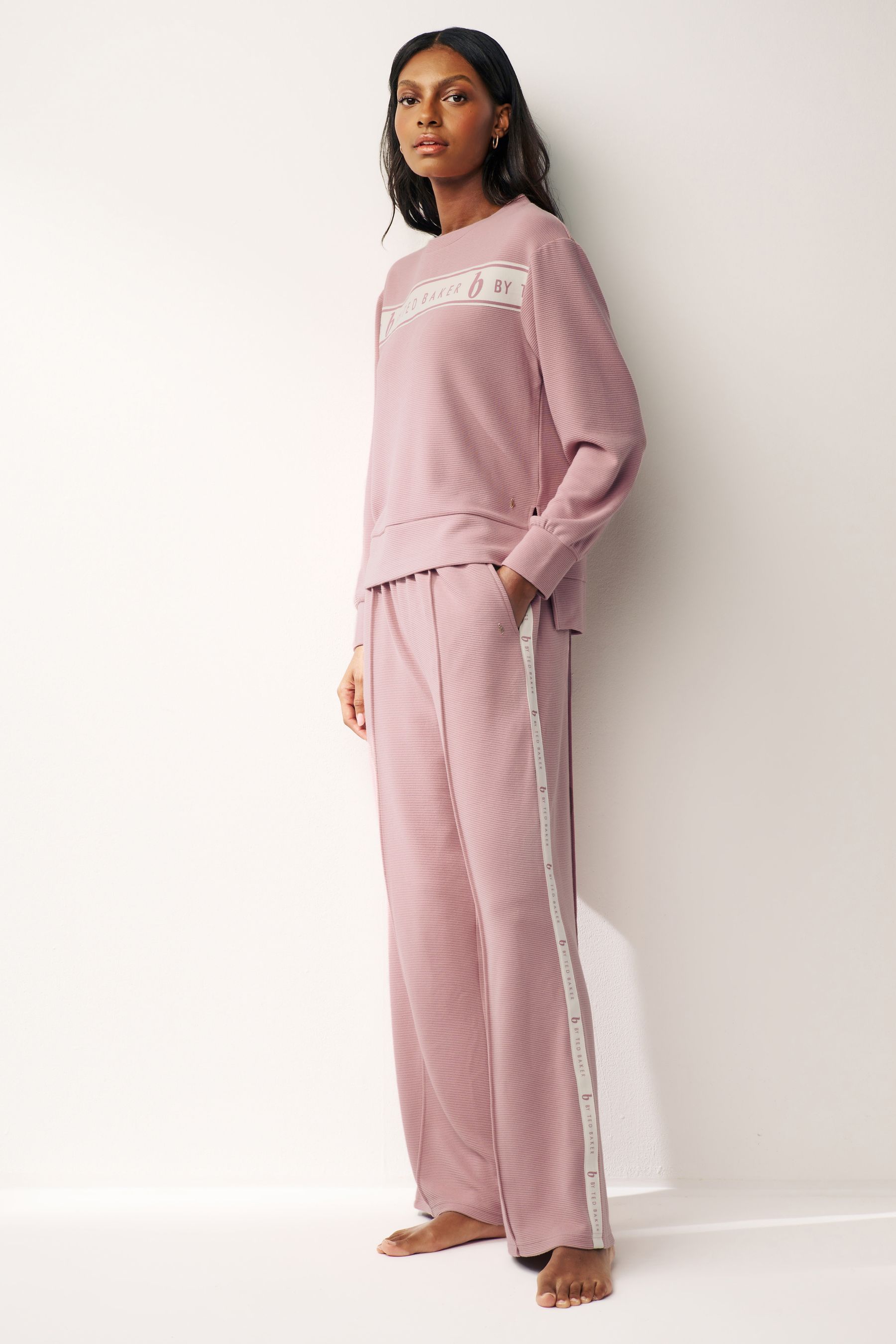 Buy B by Ted Baker Ribbed Wide Leg Joggers from Next United Arab Emirates