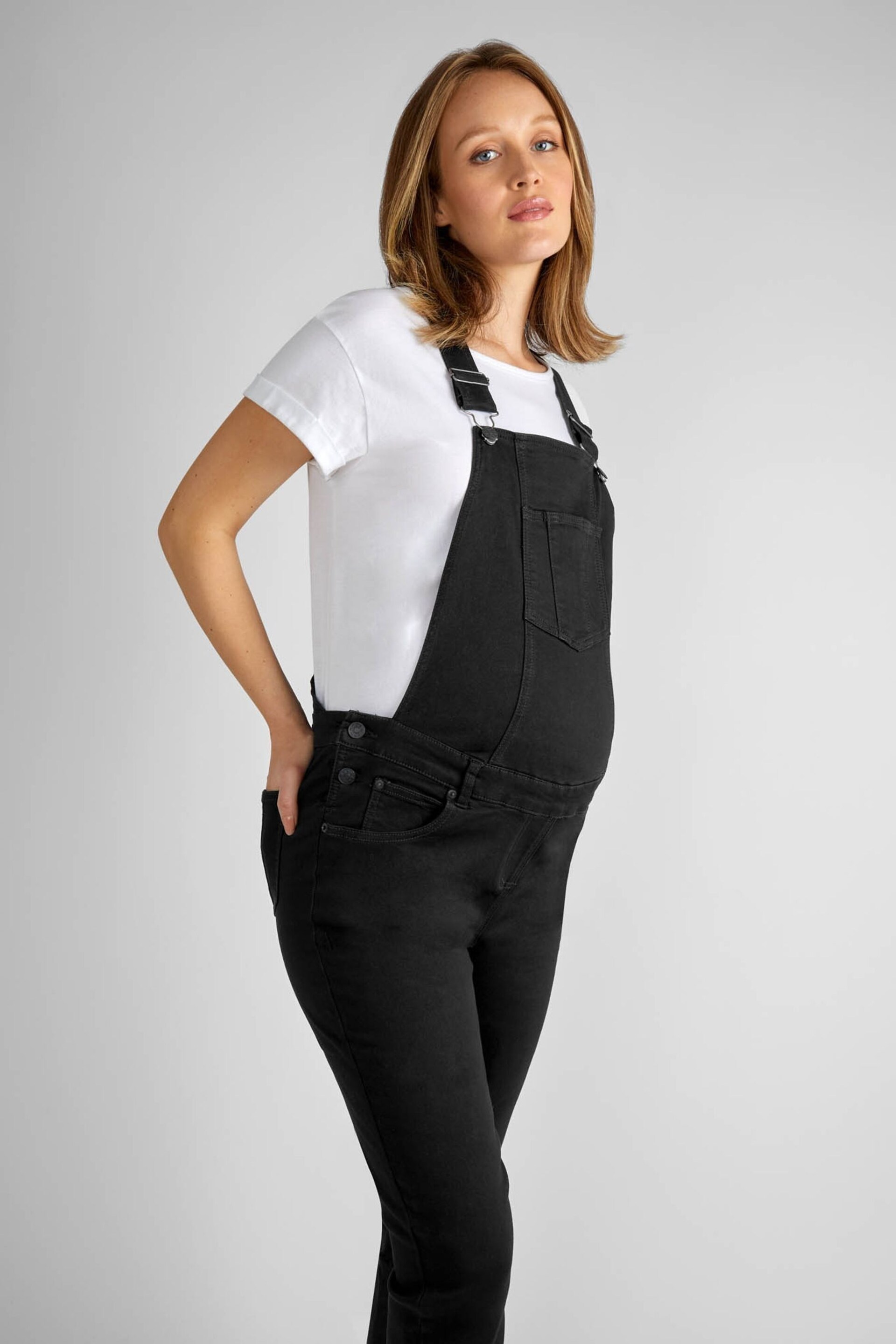 JoJo Maman Bébé Black Denim Dungarees - Image 3 of 4