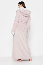 Long Tall Sally Pink Contrast Waffle Trim Hooded Maxi Robe - Image 3 of 4