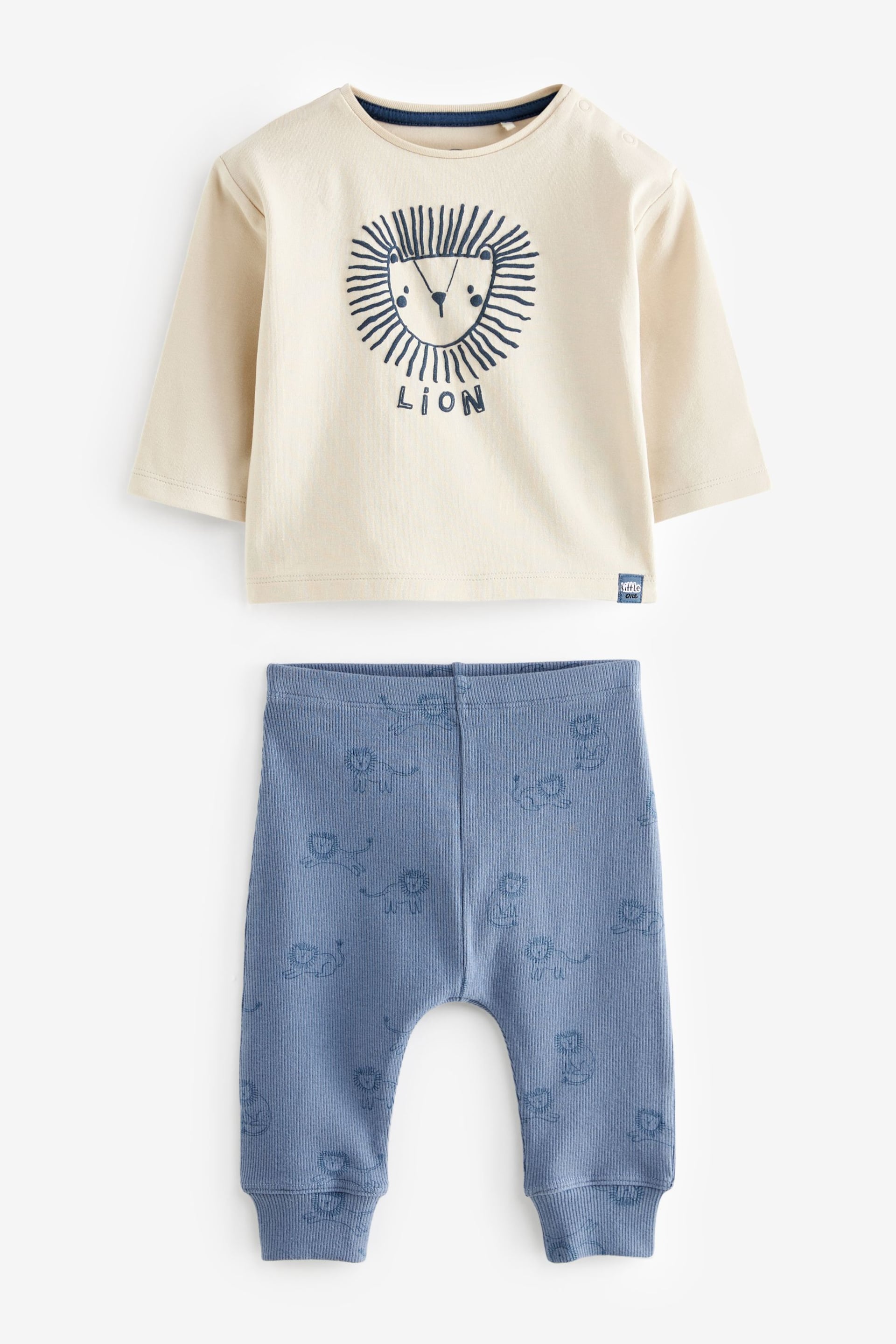 Blue/White Lion Baby Top and Leggings 2 Piece Set - Image 5 of 7