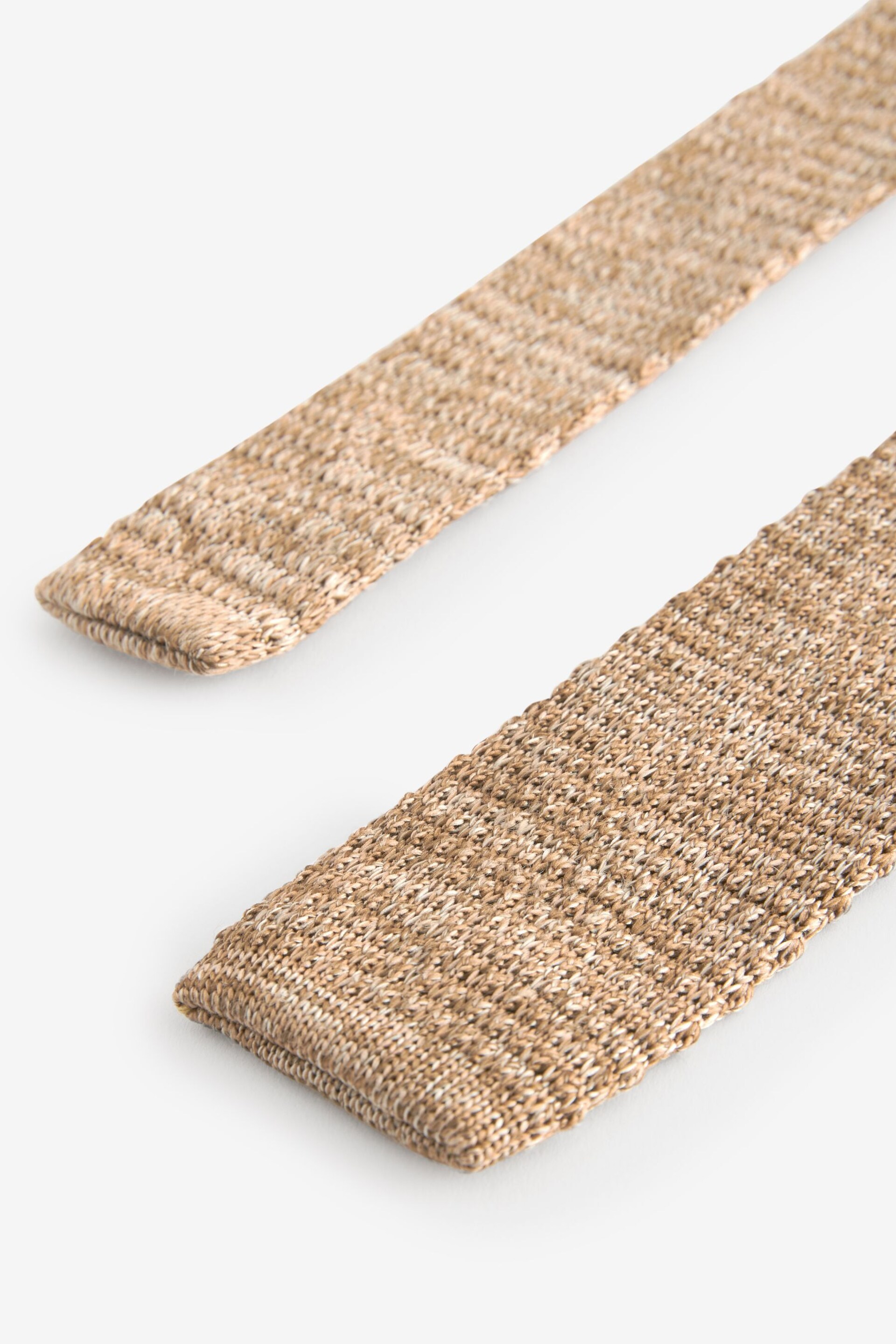 Neutral Brown Marl Slim Knitted Tie - Image 3 of 3